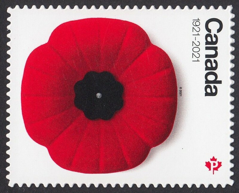 DIE CUT = REMEMBRANCE POPPY - 100th Anniversary = Booklet stamp MNH Canada 2021