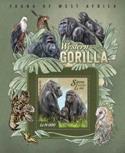 SIERRA LEONE - 2015 - Western Gorillas - Perf Souv Sheet - Mint Never Hinged