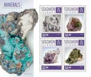 SOLOMON IS. - 2014 - Minerals - Perf 4v Sheet - Mint Never Hinged