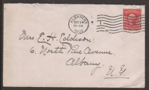 US Sc WX3, 319 on 1908 Cover to Albany, NY, Christmas Seal on reverse