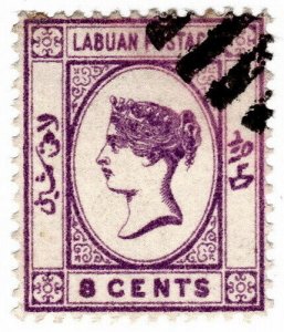 (I.B) Labuan Postal : 8c Violet (1892)