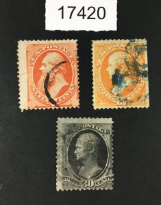 MOMEN: US STAMPS # 149, 152, 154 USED GROUP $625 LOT #17420