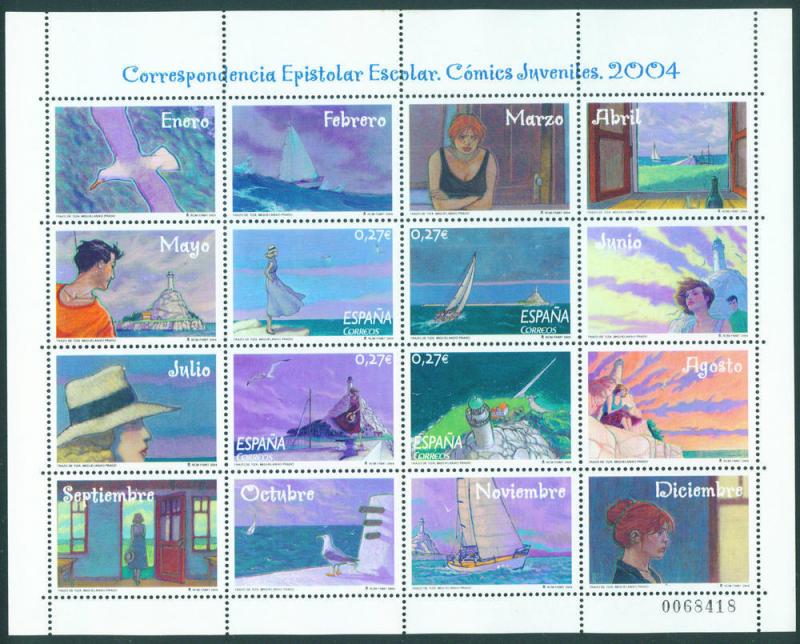 Spain Scott 3281 Letter Writing Comic sheet MNH**