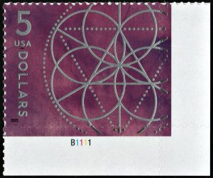 SC#5710 $5.00 Floral Geometry Plate Single (2022) SA