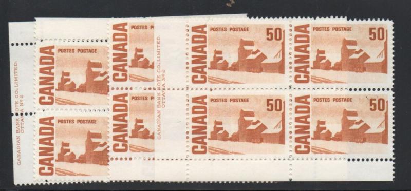 Canada Sc 465A 1971 Pl2 Grain Elevator Matched set Plate Blocks mint NH