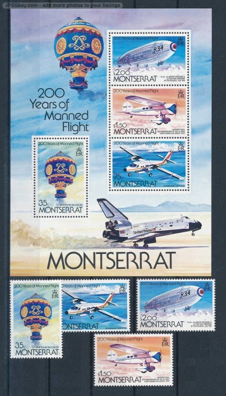 [121718] Montserrat 1983 Aviation Manned flight Balloon Set incl. sheet MNH