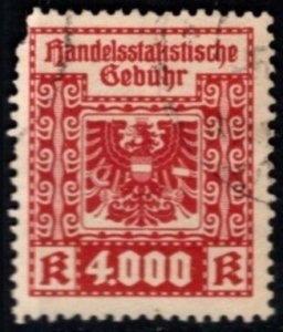 Vintage Austria Revenue 4 Kronen Coat of Arms Trade Statistical Fee Used