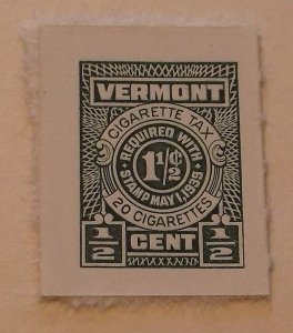 United States State Revenue Vermont Cigarette 1/2 Cent MNH