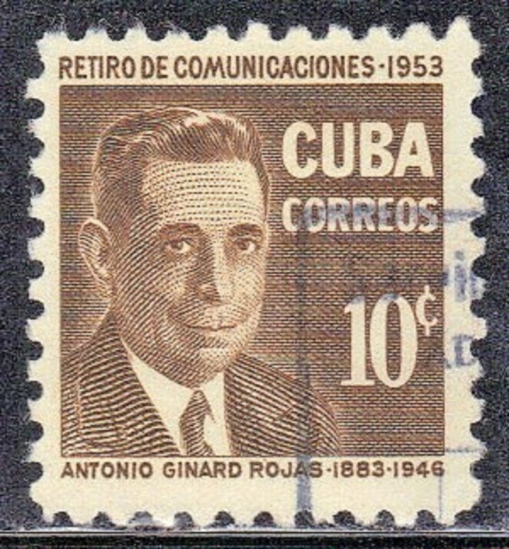 CUBA  SC# 518  USED  STAMP  ROJAS  1954  SEE SCAN