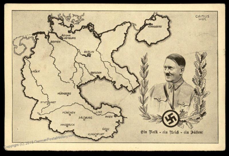 3rd Reich Austria Germany 1938 Adolf Hitler Anschluss Propaganda Card 90781