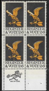 US #1344 6c Register to Vote Zip Block of 4 (MNH) CV $1.00