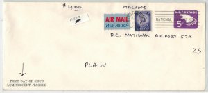 1967 LUMINESCENT TAGGED EAGLE ENVELOPE U550A PLAIN #10 DAYTON OHIO D.C  Slogan