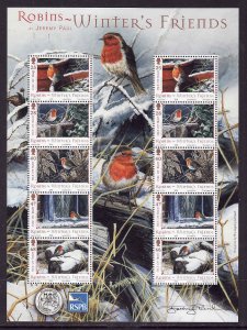 Isle of Man-Sc#1073a-sheet-unused-NH-Birds-Robins-2004-