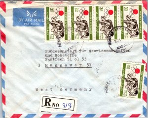 1977 Kabul Afghanistan Olympic Stamps Air mail Cover to Hannover Germany