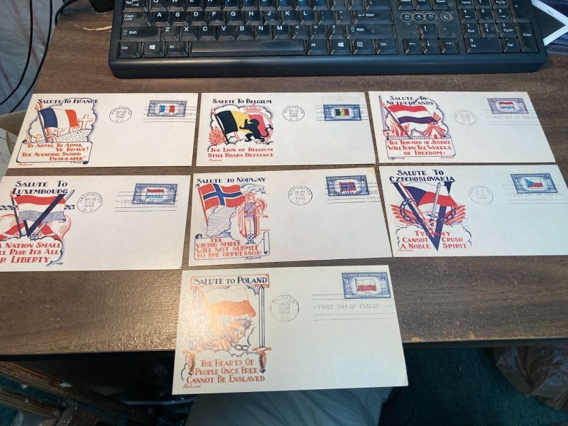 KAPPYSTAMPS USA FLEETWOOD FDC FACSIMILIE WORLD WAR 2 OVERRUN NATIONS  D239