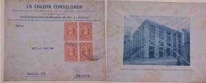 CHILE  REVENUE USED FOR POSTAGE VALPARAISO 1919 ALL OVER PICTORIAL AD