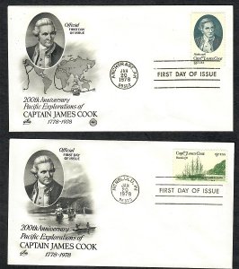 1732 - 1733 Captain Cook pair of Unaddressed ArtCraft FDCs