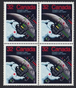 HISTORY = SPACE ASTRONAUT = Canada 1985 #1046 MNH BLOCK OF 4