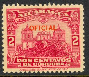 NICARAGUA 1933 2c LEON CATHEDRAL OFFICIAL Sc O333 MH