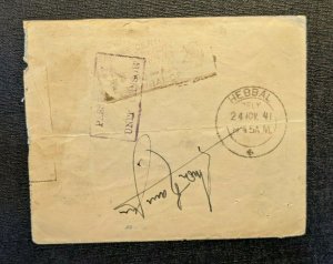 1941 FPO No 48 10th Div Quayara Iraq India Censored Airmail Cover to Hebbel