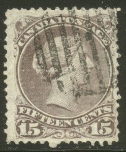 CANADA #29c SCARCE Used - 1868 15c Gray Violet, Wmkd