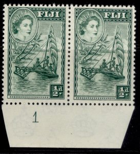 FIJI QEII SG280, ½d myrtle-green, NH MINT. X 2 CONTROL