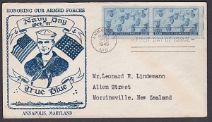 USA 1945 The Navy FDC to New Zealand.......................................A1660