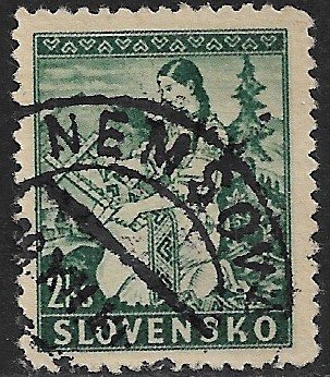 SLOVAKIA 1939-44 2k Girl Embroidering Pictorial Sc 40 VFU