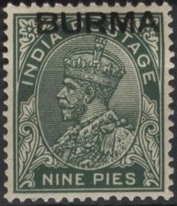 Burma 3 (mh) 9p George V, dark green (1937)