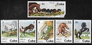 Cuba 2433-2438 Horses set MNH 2438 DAMAGED