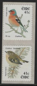 Ireland 2002 MNH Sc 1434a 41c Chatfinch, Goldcrest Coil pair Perf 11 x 11.25