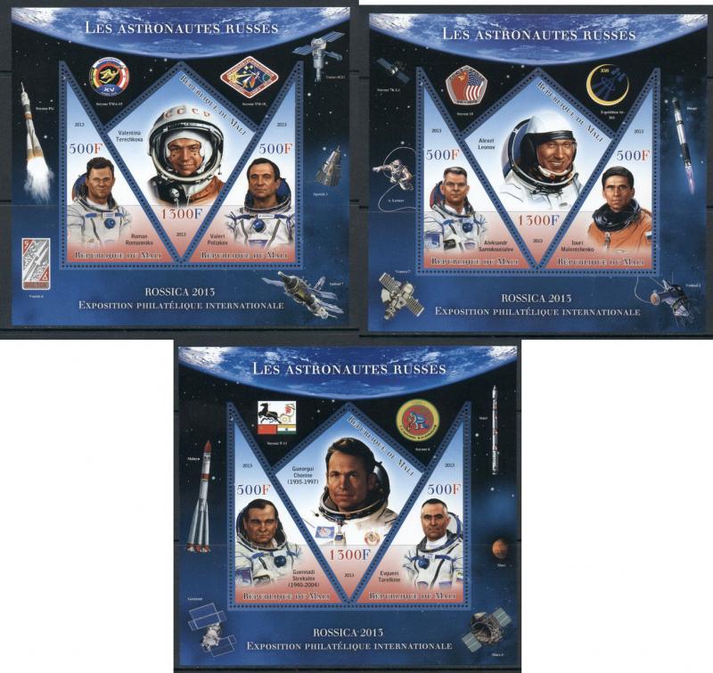 Russian space soviet cosmonauts Rossica exhibition 2013 39 MNH stamp sheets