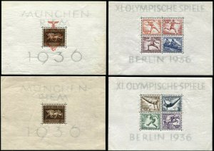 GERMANY Deutsches Reich #B90 #B91 #B92 #B105 Souvenir Sheet Collection MLH MNH