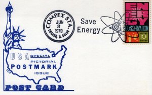 US SPECIAL PICTORIAL POSTMARK POSTAL CARD ENERGY CONSERVATION AT COMPEX '78