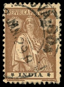 PORTUGUESE INDIA Sc 375Q USED  - 1921 6r - Ceres Perf 12 x 11½ Ordinary paper