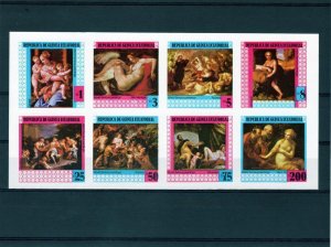 EQUATORIAL GUINEA 1978 Paintings Nudes Sheetlet of 8 IMPERFORATED MNH