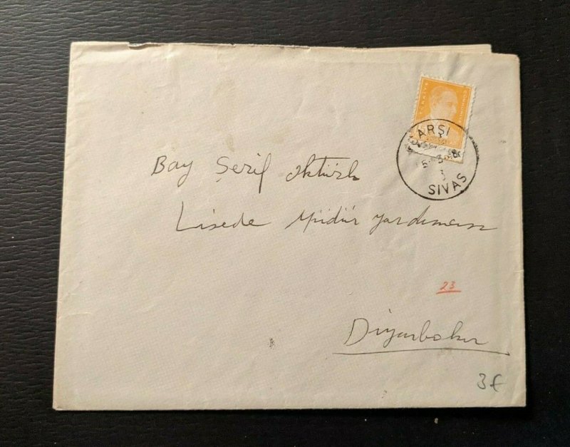 1948 Carsi Sivas Turkey Cover to Diyarbakır Turkey with Contents