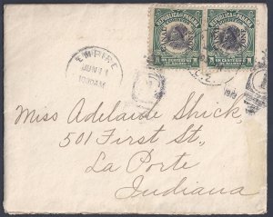 US CANAL ZONE 1913 PAIR Sc 38 TIED RARE EMPIRE CANAL ZONE CDs TO INDIANA