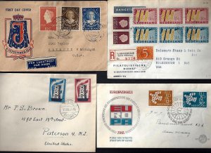 NETHERLANDS 1948 60's COLLECTION OF SEVEN COVERS FDC & COMMERCIAL ALL TO US ONE