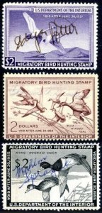 RW17–RW21 Federal Duck Stamps (1949–1954) – Used & Signed – 3 Stamp Lot