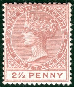 ST CHRISTOPHER QV Classic SG.14 2½d Pale Red-Brown Mint VLMM Cat £200 BLBLUE129