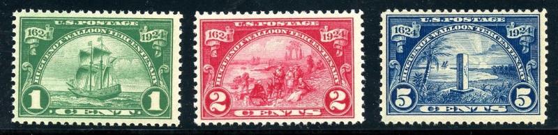 U.S. Scott 614-616 1924 Huguenot-Walloon Tercentenary FVF MNH