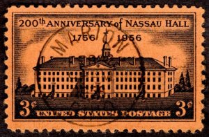 1956, US 3c, Nassau Hall, Princeton, NJ, Used, CDS, Sc 1083