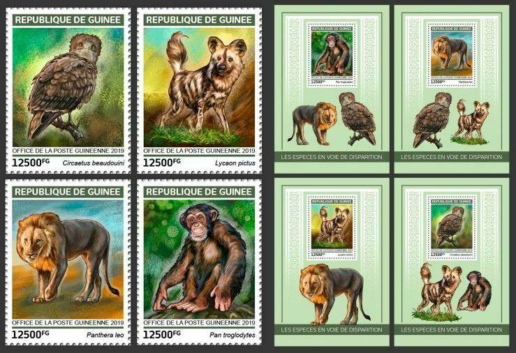 Z08 GU190107ab Guinee Guinea 2019 Endangered species MNH ** Postfrisch