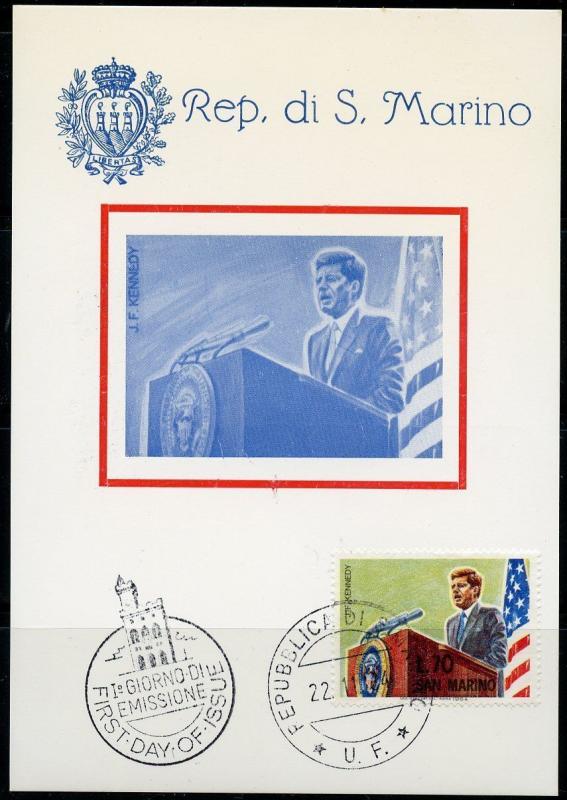 SAN MARINO 1964  JOHN F. KENNEDY MEMORIAL SET ON TWO MAXIMUM CARDS SET I