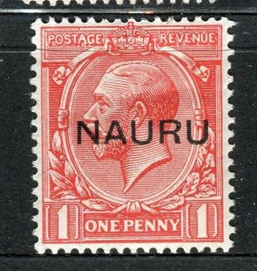 NAURU; 1916 early GV Optd. issue Mint hinged 1d. value