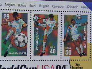 U.S.# 2837--MINT/NH--SOUVENIR SHEET OF 3 --SOCCER/WORLD CUP-USA---1994