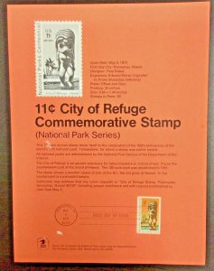 C84  Airmail City of Refuge, National Parks  Souvenir Page 11 c  1972   1st year