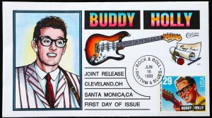 U.S. Used #2736 29c Buddy Holly 1993 Collins First Day Cover. Pristine!