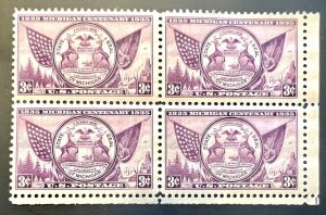 Scott#: 775 - Michigan Centenary 3¢ 1935 Block of Four MOG - Lot 10